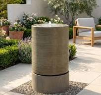 Large Ribbed Cylinder Garden Fountain