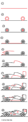 In the very first step for cartoon car drawing, you need to draw a d shape. How To Draw A Race Car Art For Kids Hub
