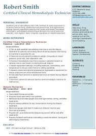 Dialysis Technician Resume Samples Qwikresume