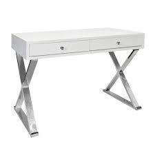 Shop for white lacquer computer desk online at target. Worlds Away Jared Crossed Leg Base Desk White Lacquer Stainless St Scenario Home