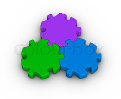 Clipart image isolated on white background. Three Jigsaw Pieces Unity Symbol Stock Image Colourbox