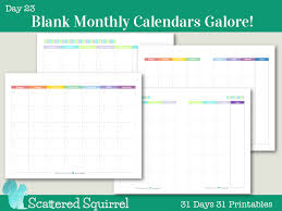Day 23 Blank Monthly Calendars Galore Blank Monthly Calendar Calendar Printables Monthly Calendar