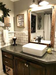 Farmhouse Style Concrete Countertop Farmhouse Bathroom Vessel Sink Bathroomvesselsinks Vessel Sink Bathroom Farmhouse Bathroom Vanity Bathroom Sink Vanity