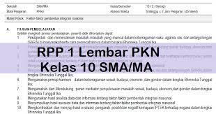 © © all rights reserved. Rpp 1 Lembar Pkn Kelas 10 Sma Ma Antapedia Com