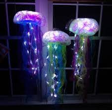 Mix these easy diy ornament ideas with traditional holiday decorations for an extra special look this holiday. Hanging Jellyfish Light Remote Included Jellyfish Night Light Jellyfish Light Ocean Themed Bedroom Ocean Room Decor