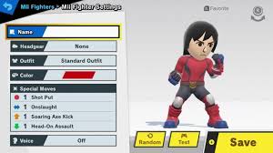 You have a slight chance to get custom moves for any unlocked character (except mii and palutena, who start will all moves unlocked, and dlc characters, who don't have any custom moves), a higher chance to get custom moves for the characters you fight against, and the … Smash Ultimate Mii Fighters How To Create And Unlock Characters