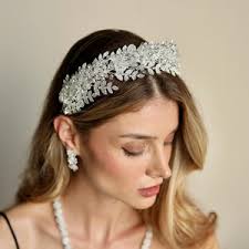 LISALI Pale Rose Gold Floral Tiarabotanical Bridal Tiara, Rhinestone Tiara,  Bridal Crown, Wedding Crown , Bridal Wedding Headpiece Leaf