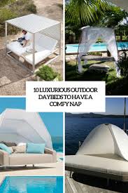 Aoxun outdoor patio daybed backyard round bed with retractable canopy and washable cushions, pe wicker bed furniture set lounge patio sofas for zew bamboo round daybed outdoor indoor large accent sofa chair lawn pool garden seating with cushion and pillows sofabed, espresso. 10 Luxurious Outdoor Daybeds To Have A Comfy Nap Digsdigs