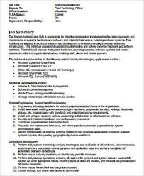 We'll also cover the job description, qualifications, responsibilities and objectives. Free 11 Sample Systems Administrator Job Descriptions In Ms Word Pdf