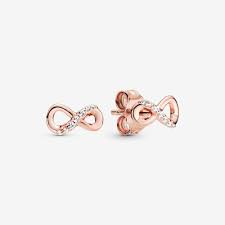 Be the first to write a review. Sparkling Infinity Stud Earrings Rose Gold Plated Pandora Us