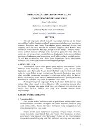 Pdf Implementasi Etika Lingkungan Dalam Pembangunan Lingkungan Hidup