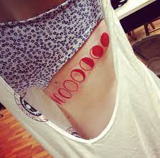 Phases Of The Moon In Red Ink On Left Ribcage Moon Phases Tattoo Red Ink Tattoos