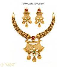 22k Gold Antique Necklace Sets Antique Gold Jewelry Gold Necklace Designs Necklace Designs