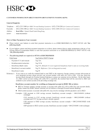 The bic / swift code provides information about the bank and branch where the money should be transferred. Customer Information Sheet For Inward Payments To Hong Kong