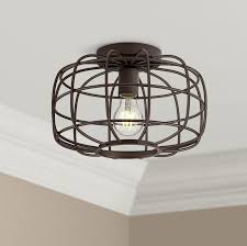 Best sellers for rustic ceiling light fixtures. Franklin Iron Works Rustic Farmhouse Ceiling Light Flush Mount Fixture Oil Rubbed Bronze 12 Wide Open Cage For Bedroom Kitchen Walmart Com Walmart Com