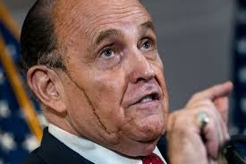 The former nyc mayor reiterated baseless. Rudy Giuliani Has Hair Dye Streak Down Face In Sweaty Press Conference Evening Standard