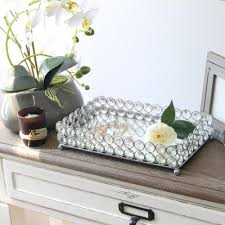 Elegant Designs 10 5 In Chrome Elipse Crystal Decorative Mirrored Jewelry Or Makeup Vanity Organizer Tray Hg1010 Chr The Home Depot