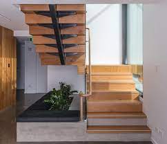 Indoor Plants Are Perfect Way To Add Freshness To Any Interior Here The Planter Box Is Integrated Into The Stair Design To Create Stairs Design Stairs Design