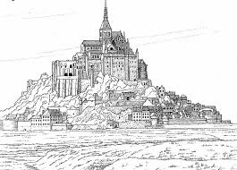 Mont Saint Michel Perspective Drawing Architecture Architecture Drawing City Drawing