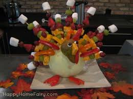 Here's a cute idea from diane.she made this fruit turkey with her kids for thanksgiving dinenr! Fun Thanksgiving Party Ideas