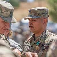Guatemalan Army officer gives a speech during the