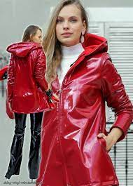 Vinyl Rain Rainwear Girl Red Raincoat Rain Wear