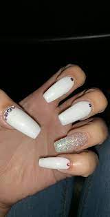 White Coffin Acrylic Nails With Diamonds Rhinestones Pink Acrylic Nails Diamond Nails White Acrylic Nails Unfollow white acrylic nails to stop getting updates on your ebay feed. white coffin acrylic nails with