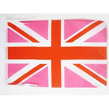 Union Jack Pink Flag 18'' x 12'' Cords