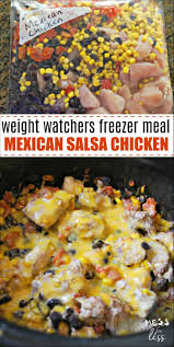 Layer potatoes, bell pepper, onions, mushrooms and sausage and ½ cup of the shredded cheese in the crock pot, in two or three layers. Weight Watchers Salsa Chicken Make Ahead Freezer Meal Mess For Less