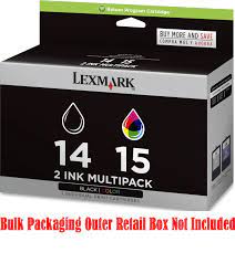 2 Pack Original Genuine OEM Lexmark 14 Black & 15 Color Printer Ink  Cartridges 