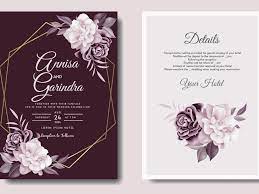 Elegant Wedding Invitation Card With Beautiful Floral And Leave Elegant Wedding Invitation Card Wedding Invitation Cards Wedding Invitation Card Design