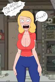 2d adult swim beth smith blonde hair breasts cleavage clothing  diklonius female female only huge breasts human milf rick and morty round  breasts 