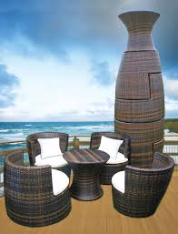 Geo Vase 5 Piece Sunbrella Conversational Set With Cushions Modern Patio Furniture Patio Furniture Sets Wicker Patio Set