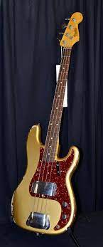 Fender Custom Shop 64 Relic Precision Bass Aztek Gold Truetone Music Reverb Fender Precision Bass Fender Custom Shop Fender Bass
