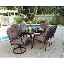 Mainstays Wentworth Outdoor Patio Dining Set Cushioned Metal 7 Piece Walmart Com Cheap Patio Furniture Patio Furniture Sets Patio Furniture Dining Set
