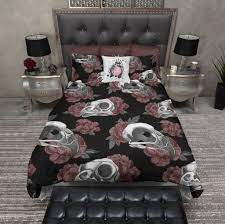Refresh your bedroom with modern duvet covers and inserts. Gothic Maroon Peonies And Bird Skulls Bedding Collection Ink And Rags