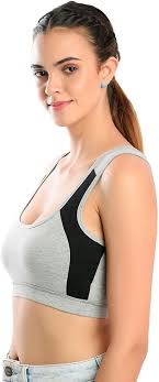 Buy LACEVOZ Women's Cotton Rich Sports Bra Removable Seamless Padding Full  Coverage Sports Bra with Racer Back Grey at Amazon.in