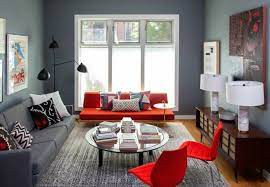 Salon Moderne Gris Harmonie Esthetique Red Sofa Living Red Couch Living Room Living Room Color Schemes