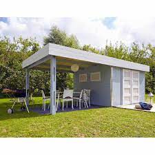 Abri De Jardin Bois Lounj 17 5m Auvent De Toit Madriers 28mm Leroy Merlin