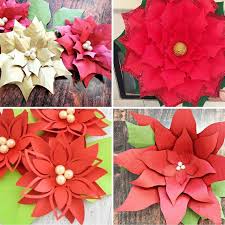 Small And Large Christmas Paper Flower Poinsettia Templates Etsy Flower Template Paper Flower Template Paper Flowers