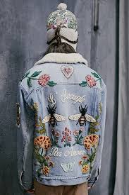 Gucci L Aveugle Par Amour Diy Denim Jacket Embroidery Jeans Jacket Custom Denim Jackets