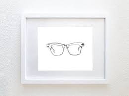 Black And White Glasses Drawing Black And White Fashion Print Glasses Line Drawing Mid Etsy Line Drawing Mid Century Modern Art Print Black And White Lines