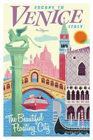 Venice Poster Retro Travel Art Print By Jim Zahniser In 2020 Travel Art Print Retro Travel Poster Retro Poster