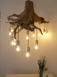 Items Similar To Oak Root Ceiling Lamp With 13 Filament Led Lights On Etsy This Oak Root Which Is Made Into A In 2020 Rustic Lighting Rustic Chandelier Rustic Lamps