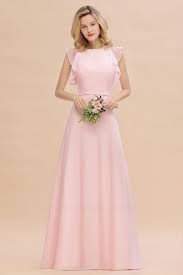 Simple Jewel Draped Sleeves Blushing Pink Bridesmaid Dress Online Em 2020 Vestidos Romanticos Vestidos Vestidos Estilosos
