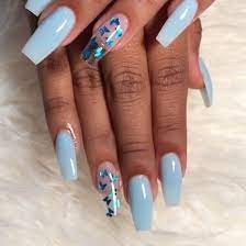 Baby blue acrylic nails with butterflies short. How To Live With Acrylic Nails 15 Beautiful Acrylic Nail Designs Beauty Home In 2021 Quinceanera Nails Acrylic Nails Coffin Short Ombre Acrylic Nails