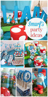 Birthday Themes For Kids Boys Smurfs Birthday Liam S First Smurf Birthday Catch My Party Fun Birthday Party Smurfs Party Birthday Party Images