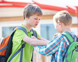 Image of two brothers arguing fiercely, one pointing a finger