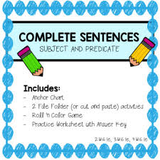 complete sentences subject predicate anchor chart activities and games