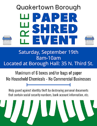 And i turn as blue as a soul, as the moment when i was born. Free Paper Shred Event Borough Calendar Quakertown Pa